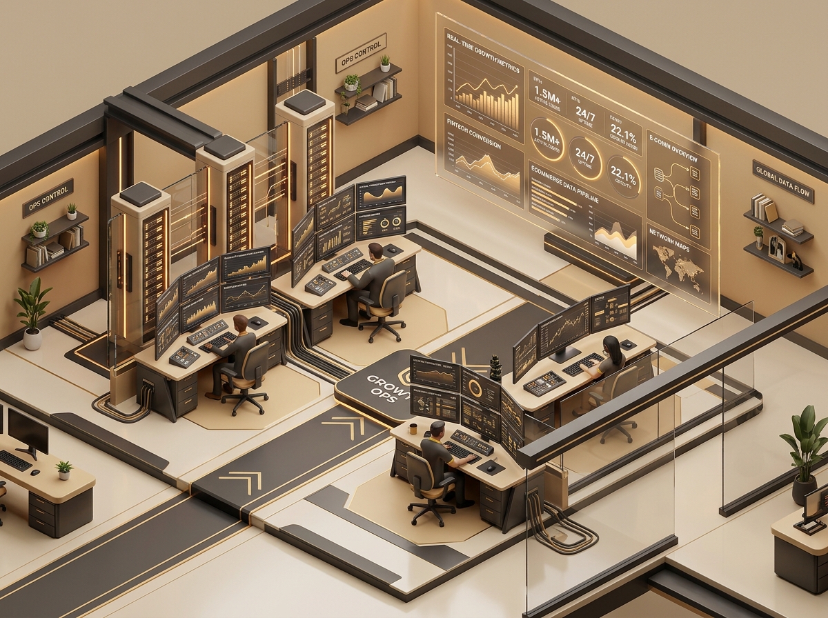 Visual 3D Isometric Pusat Kendali Operasi Laris Manis